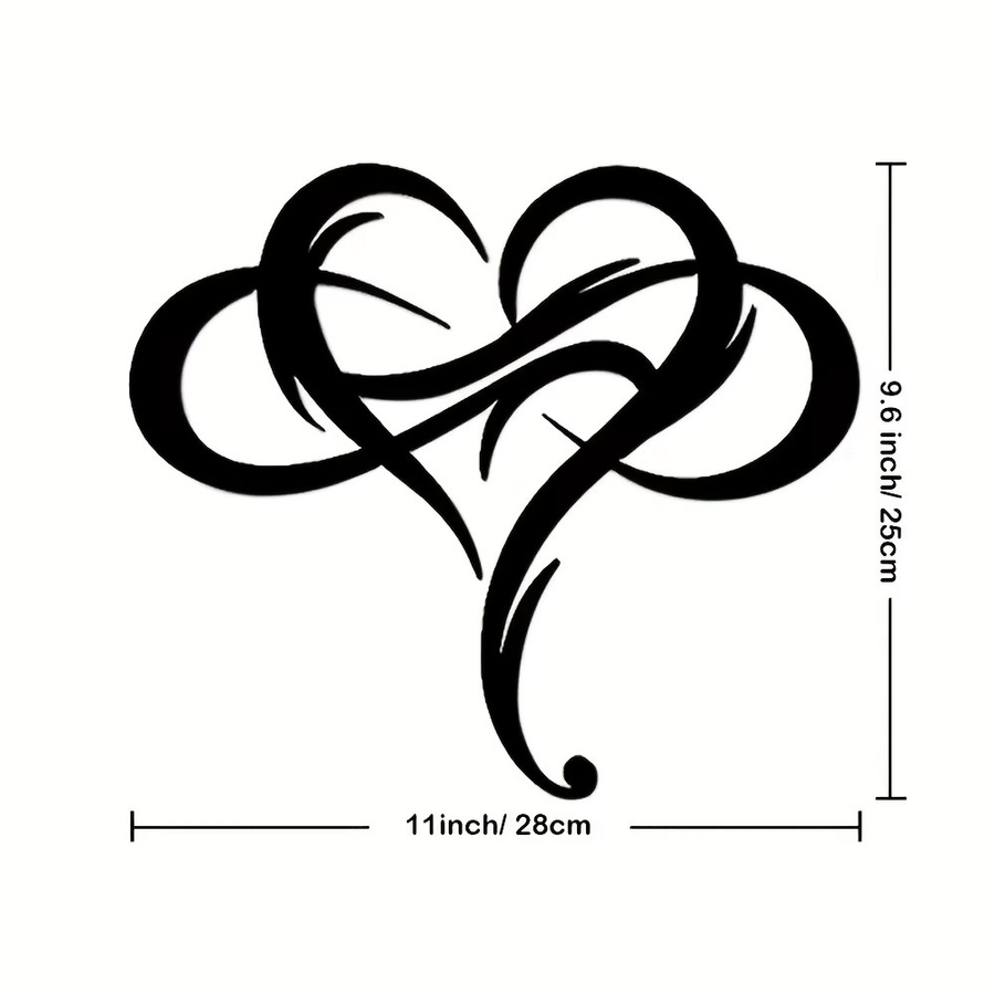 DDPNKL Wanddeko aus Metall in Herzform, minimalistisches Unendlichkeitssymbol, Schwarz, Breite: 27,94 cm, Höhe: 24,38 cm, Tiefe: 24,38 cm - Bild 3