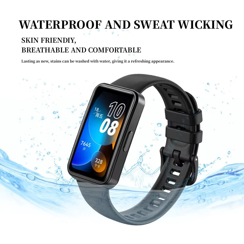 Uhrenarmband Silikon, Schwarz, Huawei Band 8, Unisex - Bild 1