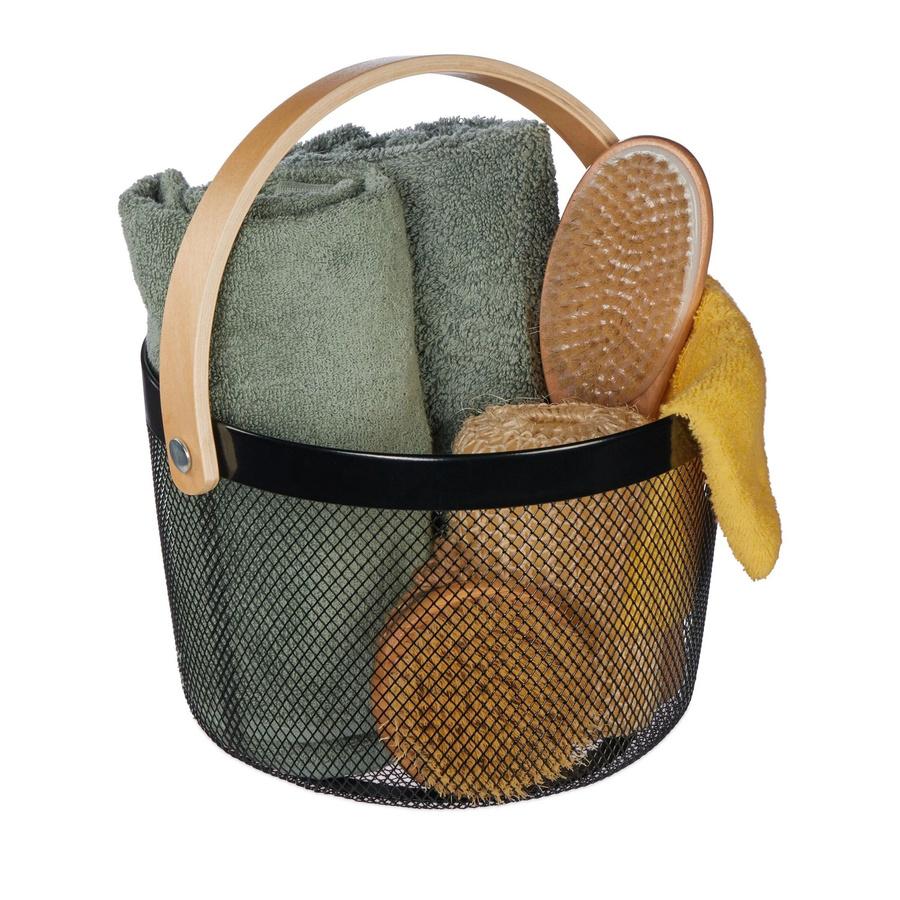 Relaxdays Drahtkorb aus Stahl mit Henkel, Schwarz, B/T/H: 17,5 x 27,5 x 26,5 cm - Bild 2