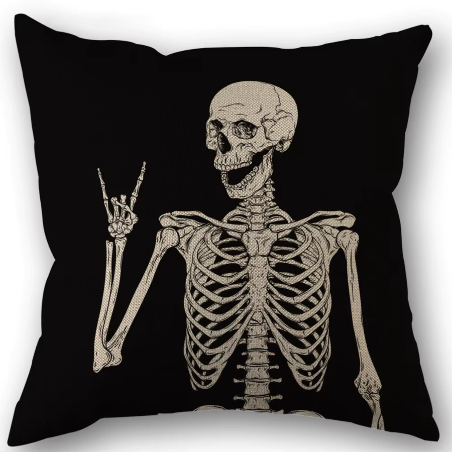 ZZN Kissenbezug mit gruseligem Schädel-Design in Schwarz für Gothic Halloween Dekoration - Bild 4