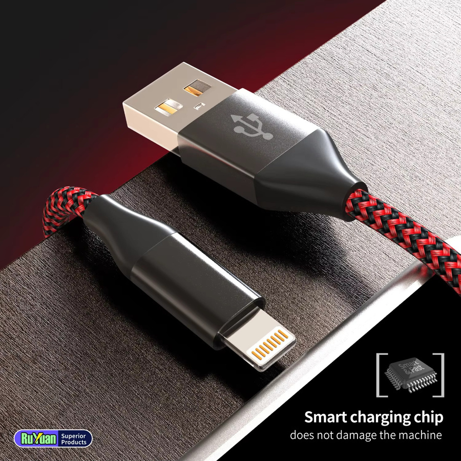 LAIHONEN USB-A zu Lightning Ladekabel 12W MFi-Zertifiziert Rot Kompatibel mit iOS und iPhone 14/13/12/11 - Bild 4