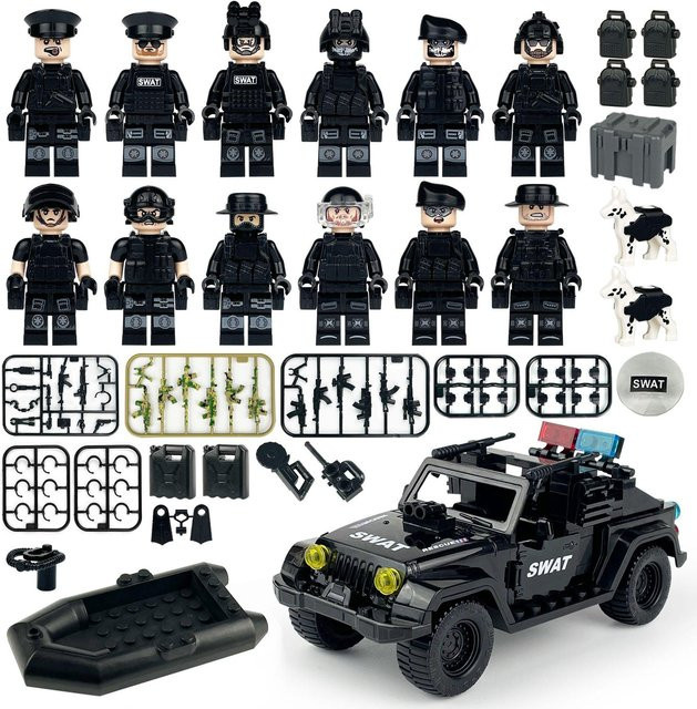 Yiran toy Polizei-Militär-Anzug-Banditen-Kämpfer-Kriegsland- und See-Jeep Konstruktionsbaustein-Spielzeugpuppe, ab 14 Jahre - Bild 1