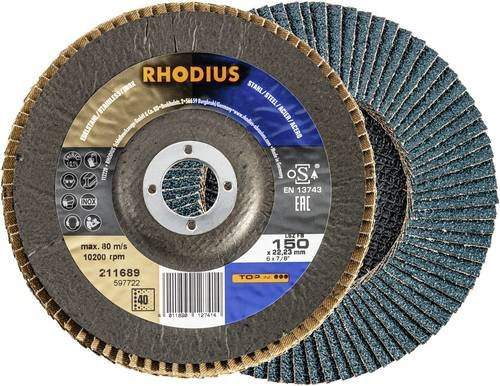 Rhodius Fächerschleifscheibe LSZ FB Blau Körnung 40 für Edelstahl und Stahl, 10 Stück - Bild 1
