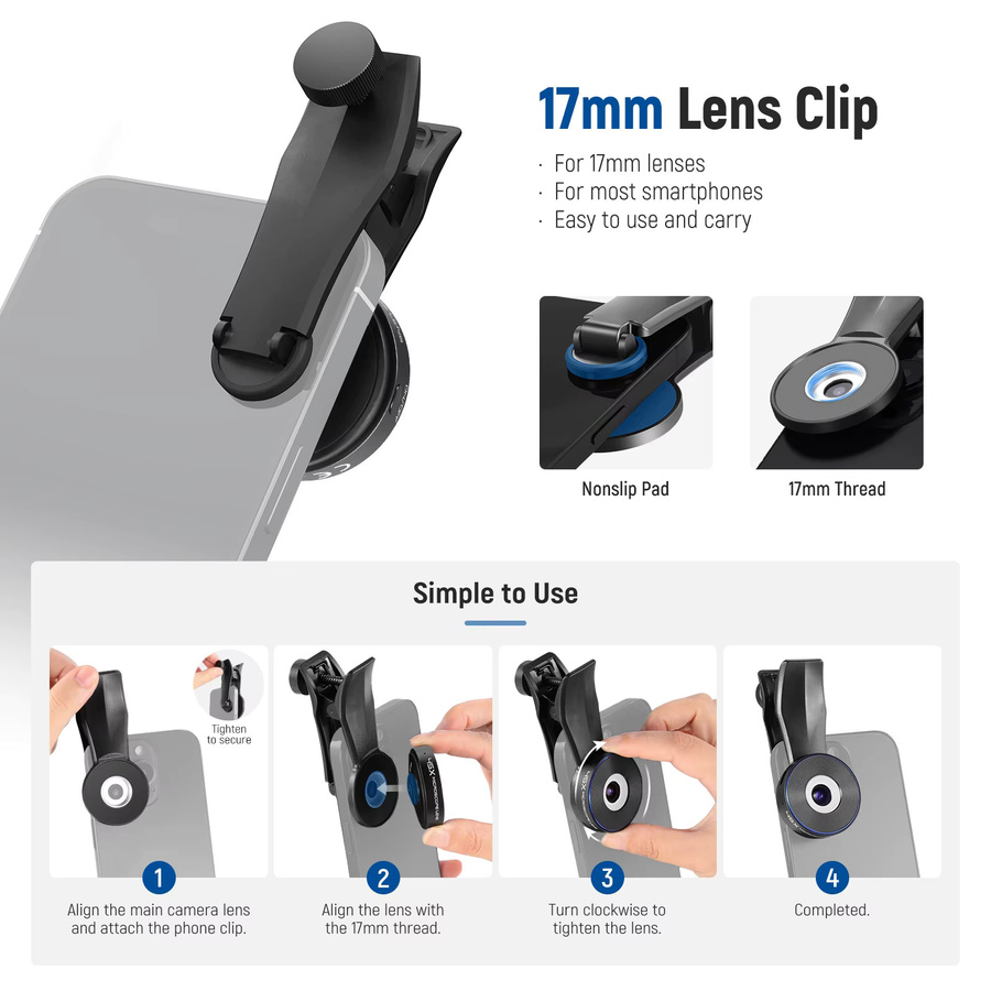 NEEWER 45X Mini-Taschenmikroskopobjektiv mit 17 mm Gewinde und LED-Licht als Telefonobjektivclip für iPhone und Samsung, Schwarz - Bild 4