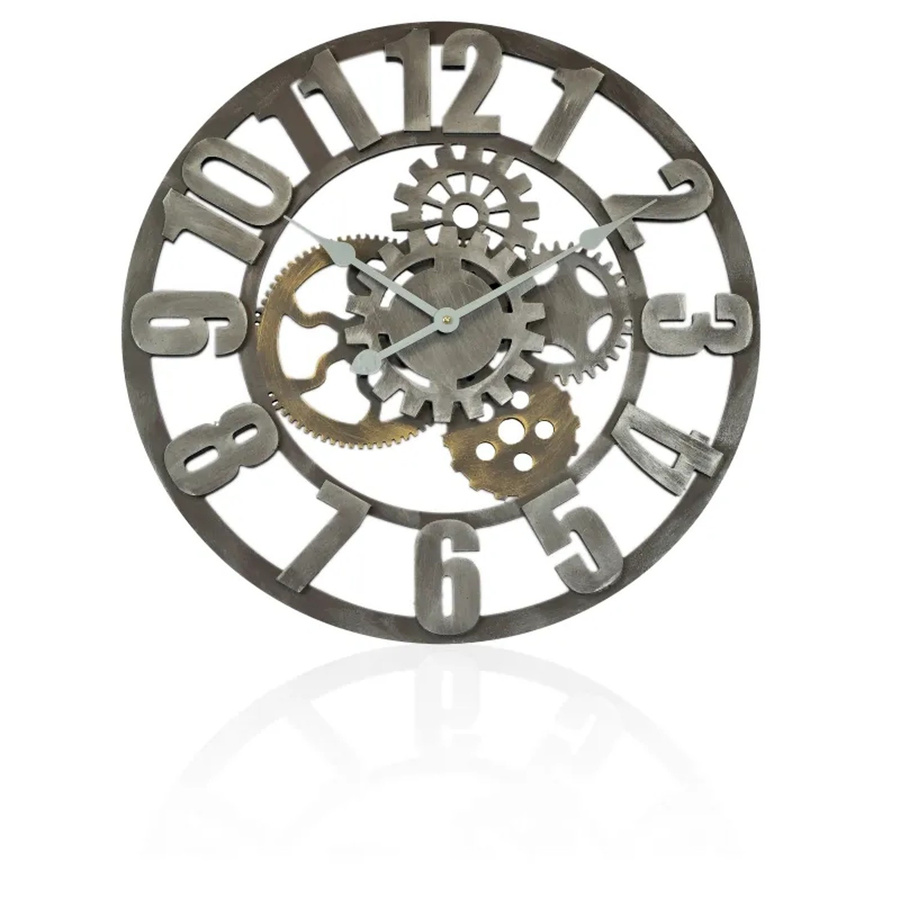 Technoline Quarzwanduhr WT 1613 in Silber, runde Analog-Wanduhr aus Metall im Industrial-Design - Bild 2