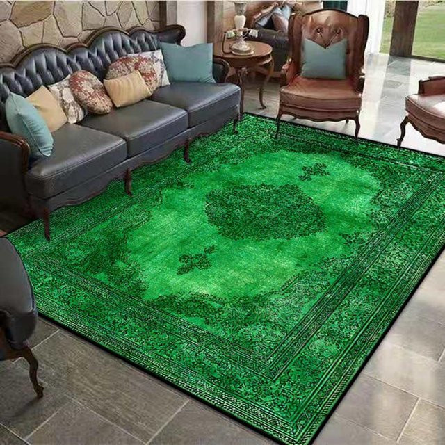Grüner Perserteppich von JGJG mit geometrischem Design, rutschfest und waschbar, B/B: 60 x 90 cm - Bild 1