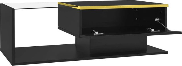 okwish Couchtisch mit Glas und LED-Effekt in Schwarz, B/T/H: 100 x 50 x 32,5 cm - Bild 1