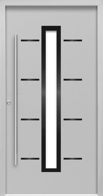 Splendoor Haustür ThermoSpace Prime Milano in Grau mit Glaseinsatz, modern, Anschlag Links, B: 110 cm, H: 210 cm - Bild 1