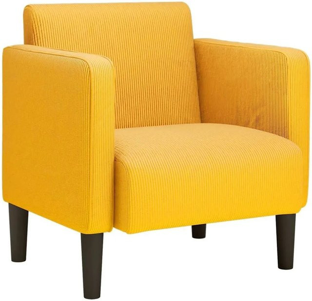 vidaXL Sessel mit Armlehnen in Hellgelb aus Cordstoff im modernen Design - Bild 1