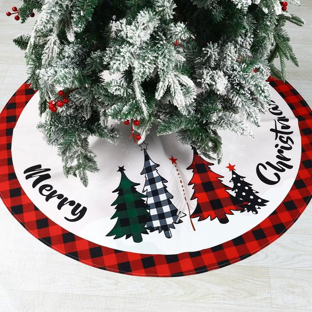 VIKAMA Weihnachtsbaumrock in rot und schwarz kariert als klassische Dekoration für deine Weihnachtsfeier - Bild 1