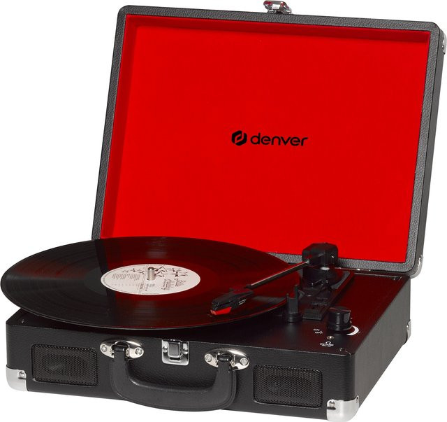 Denver VPL-120 Plattenspieler im Koffer-Design mit integrierten Lautsprechern, Schwarz - Bild 1