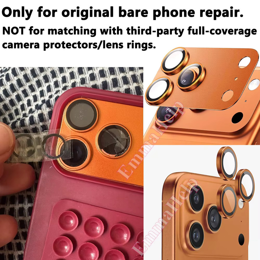 EmmaHelp 10er-Set Rückkameraglas Ersatz-Set für iPhone 15 14 13 12 11 Pro Max XR X XS SE 7 8 Objektivabdeckung Aufkleber - Bild 2