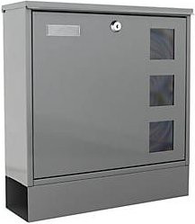 Rottner Briefkasten Postale Wandmontage in Grau mit Namensschild, Postrolle, Sichtfenster und Zylinderschloss, B/T/H: 36,5 x 12 x 38 cm - Bild 1