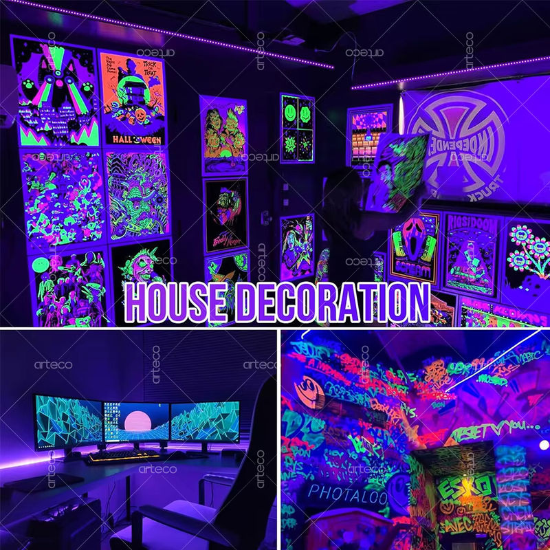 Arteco UV-LED-Streifen mit USB-Anschluss, schwarzes Licht für Party und Heimdekoration, SMD 2835 Diodenband in Schwarz - Bild 6