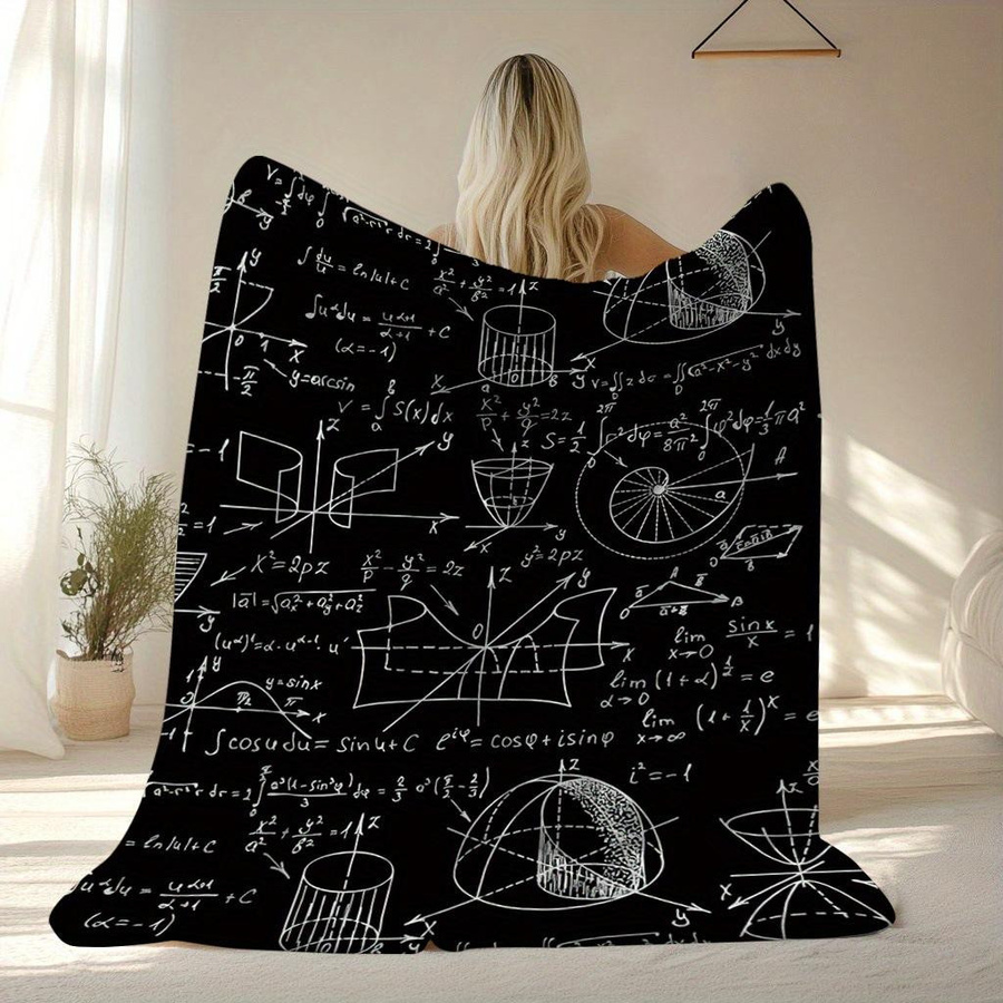 Weiche Fleece-Decke mit mathematischem Gleichungs-Design aus Samt und Flanell, Mehrfarbig, B/T: 180 x 230 cm - Bild 3