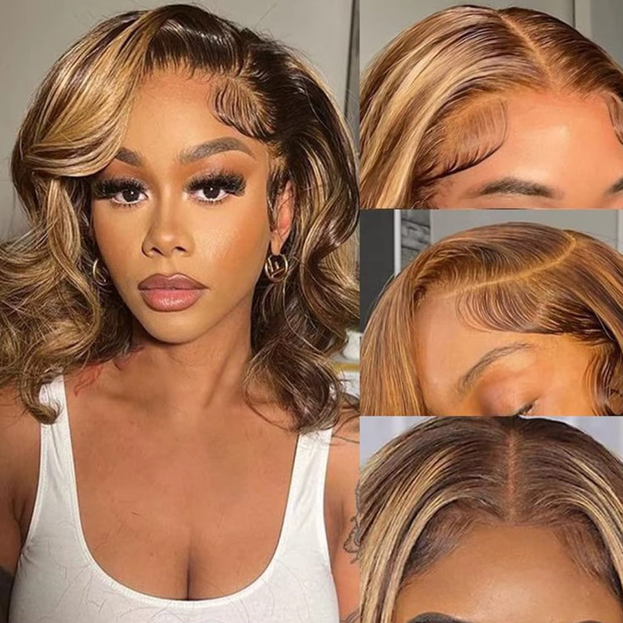 Tomiyaa Highlight Body Wave Bob-Perücke aus Echthaar, 13x4 Lace Front, Damen - Bild 4
