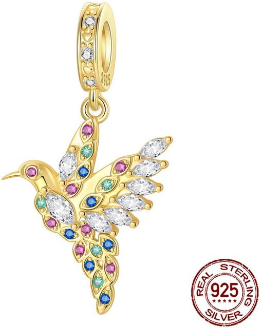 YIRAN Anhänger Charms, Kolibri, Goldfarben, Zirkonia, Damen - Bild 1
