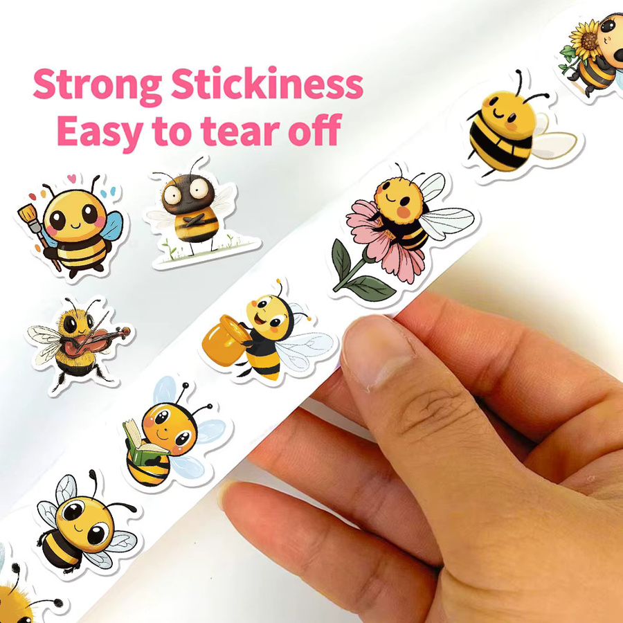 500 Stück Cartoon-Bienen-Belohnungsaufkleber in 10 verschiedenen Designs, Durchmesser: 2,5 cm, Mehrfarbig - Bild 2