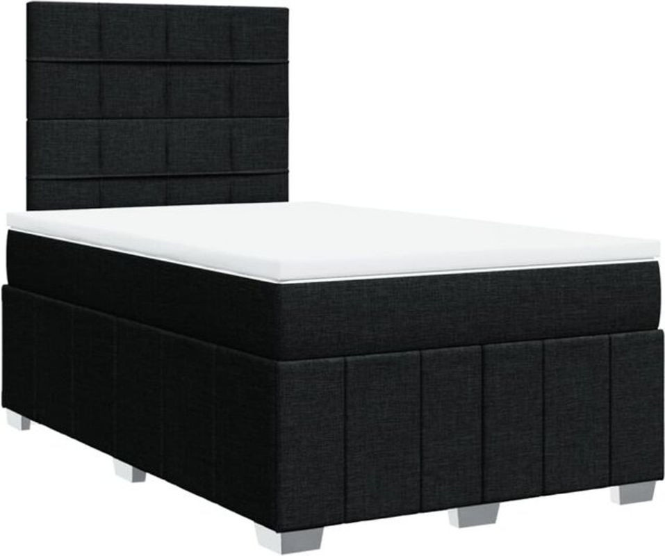 vidaxl Boxspringbett mit Matratze in Schwarz aus Stoff, B/T/H: 120 x 200 cm - Bild 1