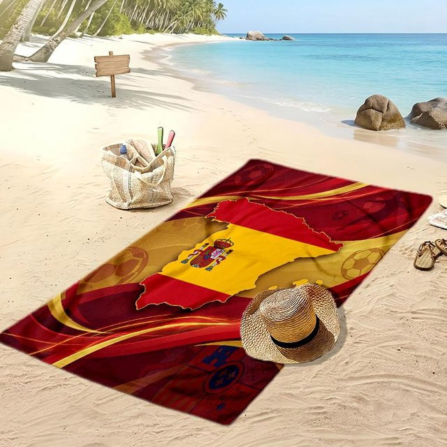 WildHue B Spanien Fußball Strandtuch, rot, B/B: 80 x 160 cm, schnelltrocknendes Mikrofaser Badetuch - Bild 1