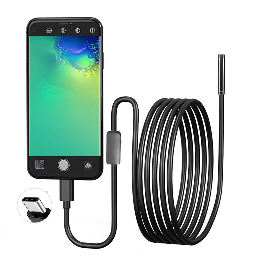 XinFe USB-C Endoskop Inspektionskamera mit 5,5-mm-Objektiv und 6 LED-Leuchten in Schwarz für Android-Telefone (OTG) - Bild 5
