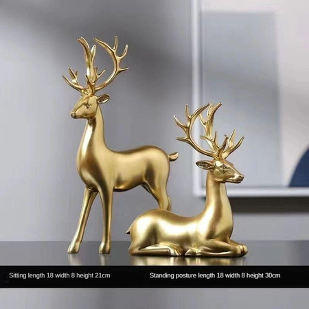 Yiran Furniture Hirschstatue aus Kunstharz als dekorative Rentierfigur für Tischdekoration und Wohnaccessoires