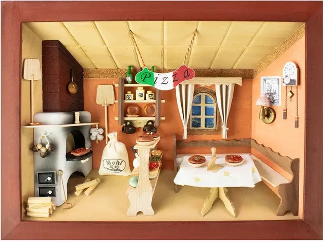 3D-Holzbild Pizzeria Wanddeko in Mehrfarbig mit Buchstaben, B/H: 30,0 x 22,0 cm - Bild 1