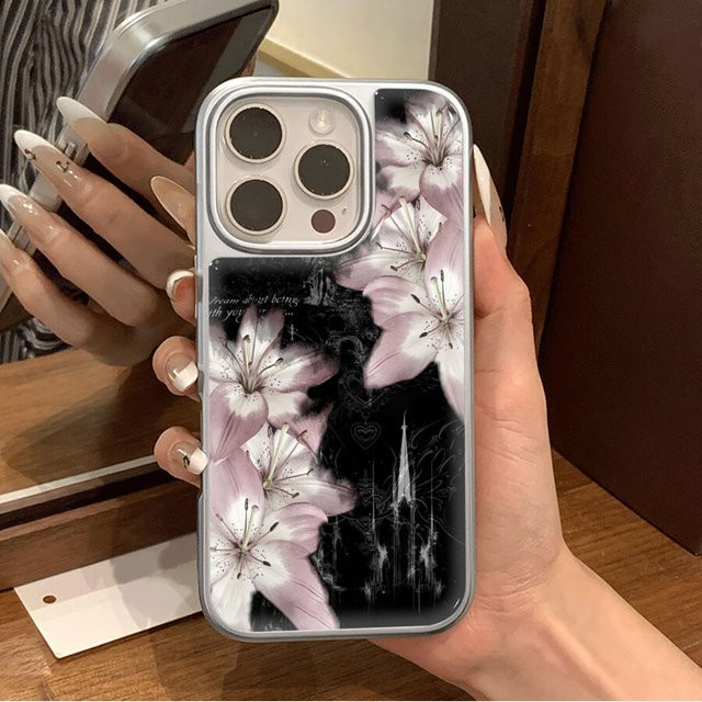 Retro Blumen Handyhülle für Apple iPhone (alle Modelle) in Multicolour mit Galvanisiertem Tropfkleber-Design - Bild 1