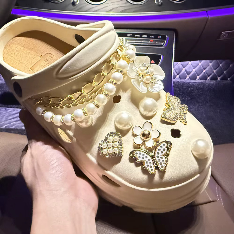 Lanxi League Schuh Charms Set, Schmetterling, Perle, Blume, Diamant - Bild 2