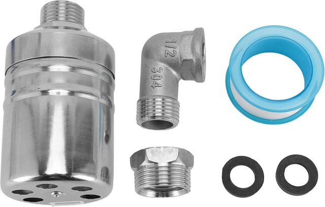 TOMTOP JMS Wasserstandskontroll-Schwimmerventil aus Edelstahl mit 1/2-Zoll-Winkelstück und 1/2-Zoll- bis 3/4-Zoll-Adapter in Silber - Bild 1