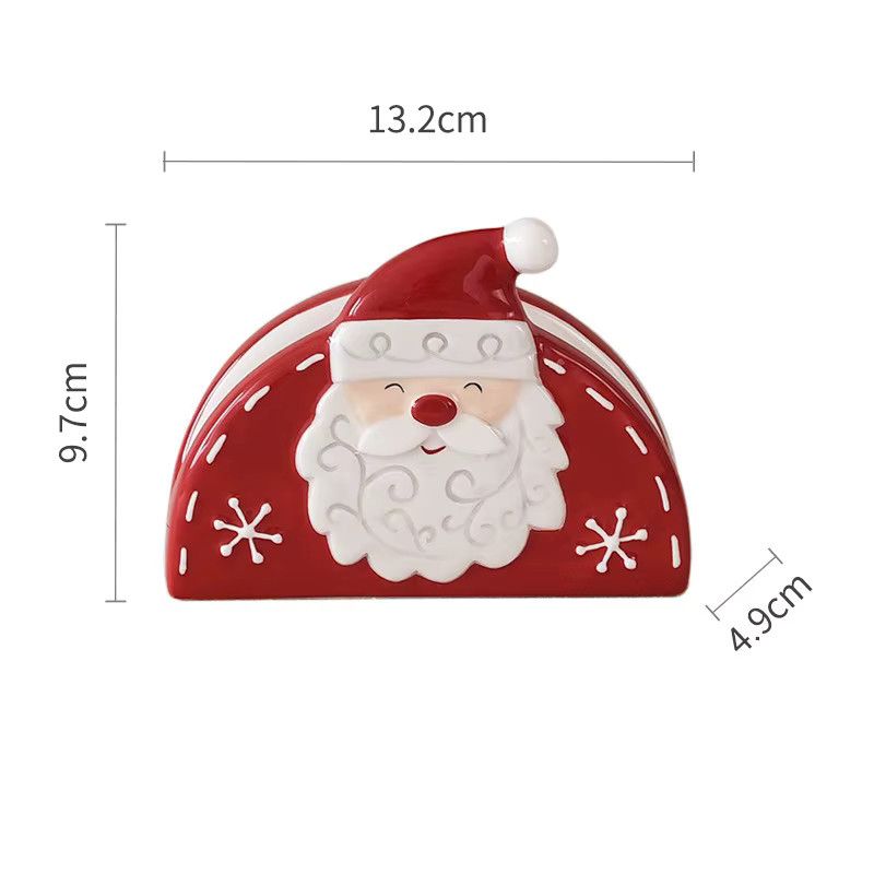 JUSTINLAU Weihnachtsmann-Serviettenhalter aus Keramik im nordischen Stil mit Relief-Design - Bild 5