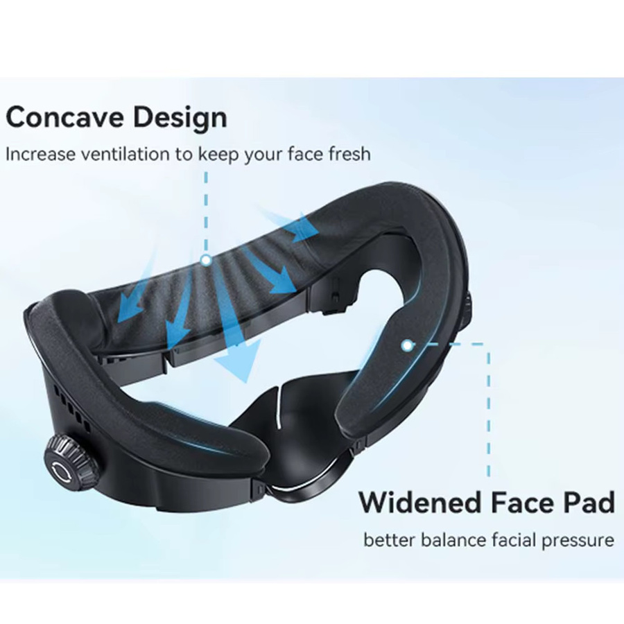 AMVR FC4A Gesichtsmasken-Abdeckung aus PU-Leder für Meta Oculus Quest 3, Gesichtsschnittstelle mit Multi-Vent-Eisseiden-Gesichtspolster für Halo-Kopfband, Schwarz - Bild 3