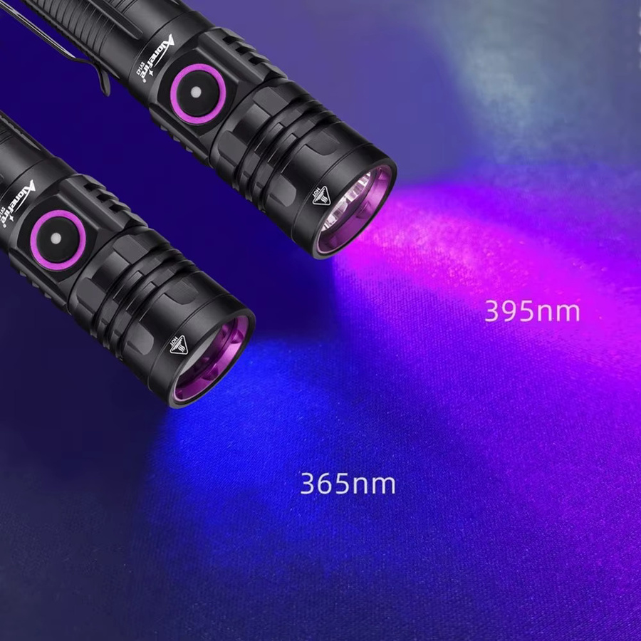 Alonefire UV-LED-Taschenlampe Schwarzlicht 365nm/395nm USB-aufladbar in Schwarz - Bild 2