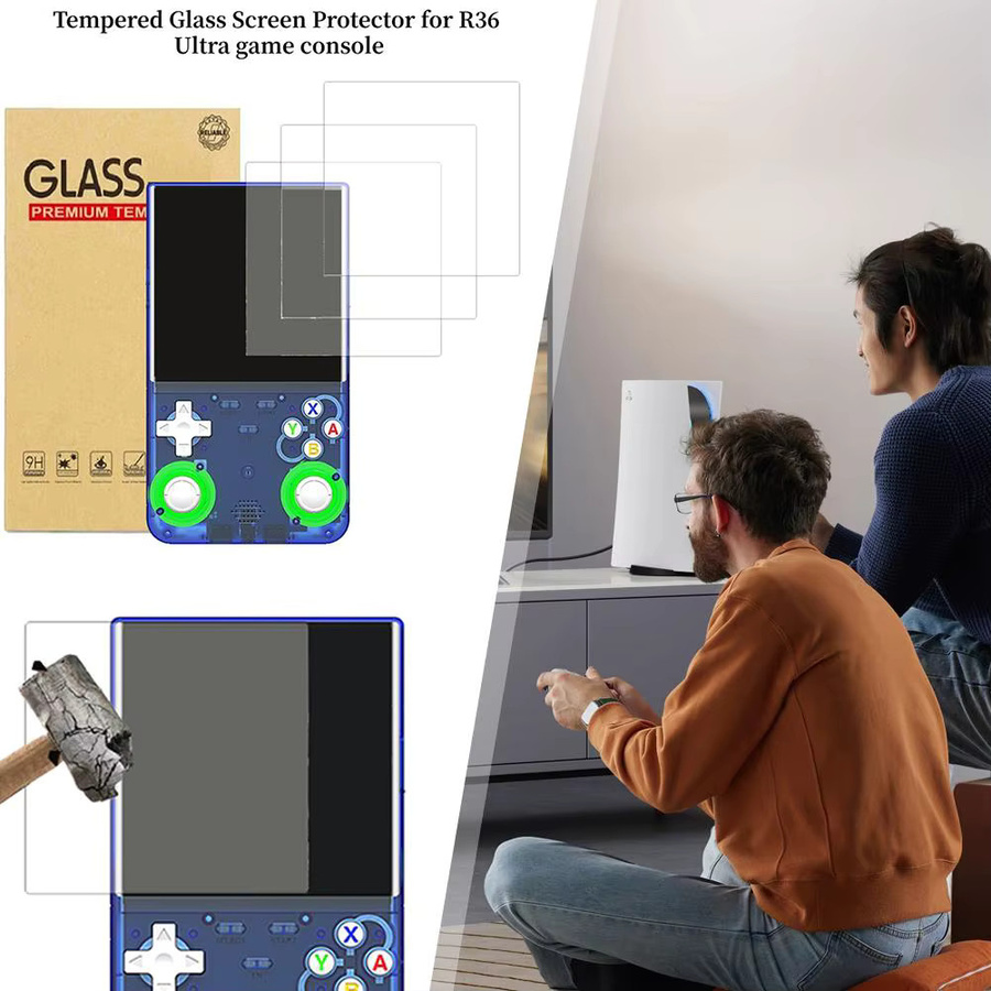 Hochwertige gehärtete Schutzfolie für die R36 Ultra Retro Handheld Gaming Konsole, transparent - Bild 4