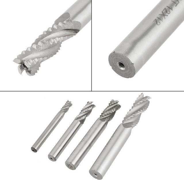 Neoglint 4er-Set HSS Schruppen Schaftfräser für CNC Router in Weiß und Silber mit M6 M8 M10 M12 - Bild 1