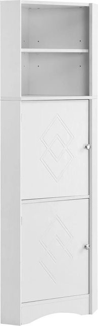 PXloue Eck-Badschrank in Weiß mit Türen, offenen Fächern und Einlegeboden, B/T/H: 36,5 x 36,5 x 15,5 cm - Bild 1