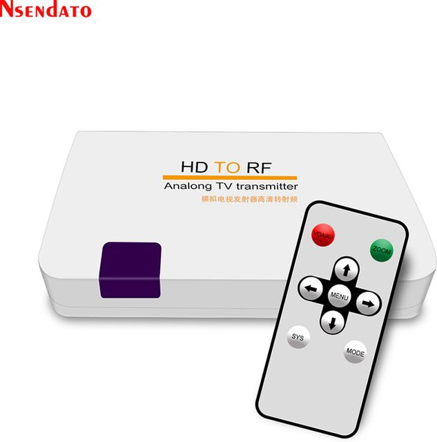 Nsendato HDMI RF-Modulator-Konverter in Weiß mit Fernbedienung für analoge TV-Signale an Monitor und Projektor - Bild 1