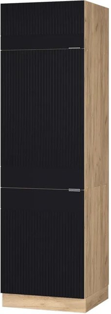 Vicco Kühlumbauschrank Fame-Line Eiche Schwarz gestreift Breite: 60 cm, Tiefe: 54,63 cm, Höhe: 206,8 cm - Bild 2