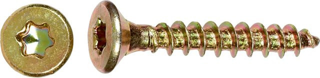 LUX-TOOLS Senkkopf Spanplattenschraube mit TX-Antrieb, verzinkter Stahl in Gold, Durchmesser: 4 mm, Länge: 16 mm, 200 Stück - Bild 1