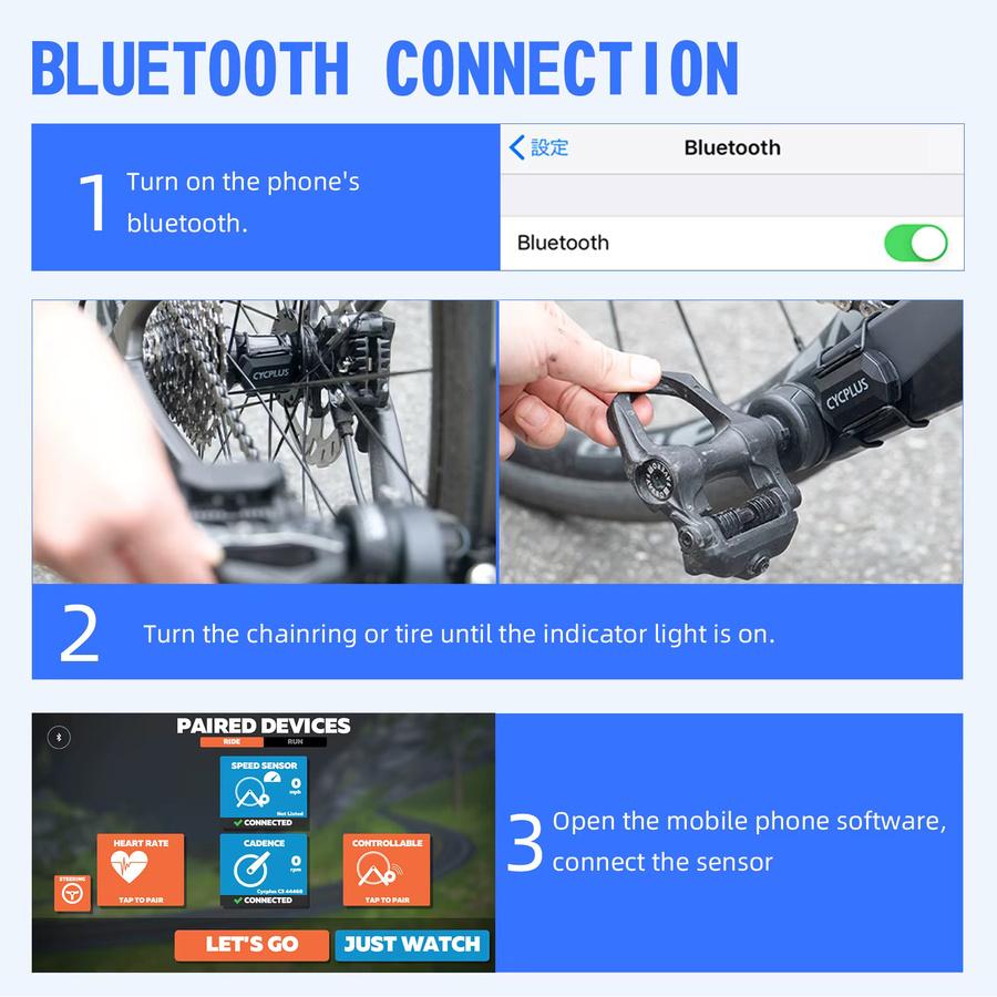 CYCPLUS Trittfrequenzsensor mit Dual Sensor Technologie, ANT+ und Bluetooth 5.0, Schwarz, kompatibel mit XOSS und Strava Fahrradcomputern - Bild 3