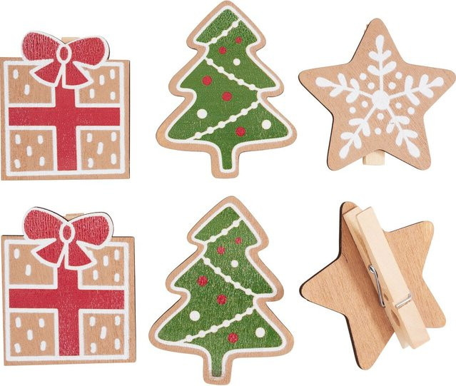 VBS Weihnachtsklammern aus Holz in Rot, Grün und Multi - Bild 1