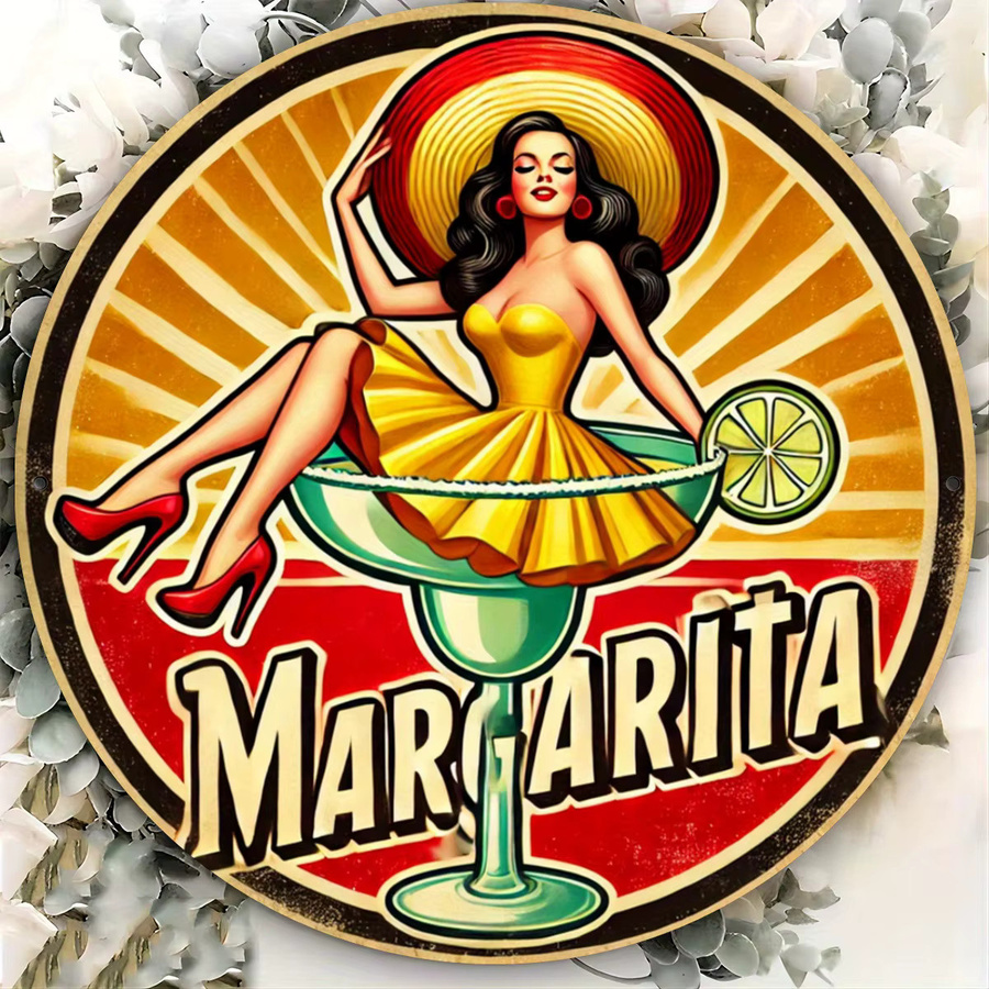 Retro Margarita Cocktail Aluminium Blechschild von Potdemiel als Vintage Wanddekoration in Multicolor und Schwarz - Bild 3