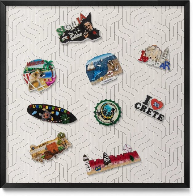 Tulup Magnettafel aus Metall mit geometrischem Muster und schwarzem Rahmen, B/H: 50 x 50 cm - Bild 1