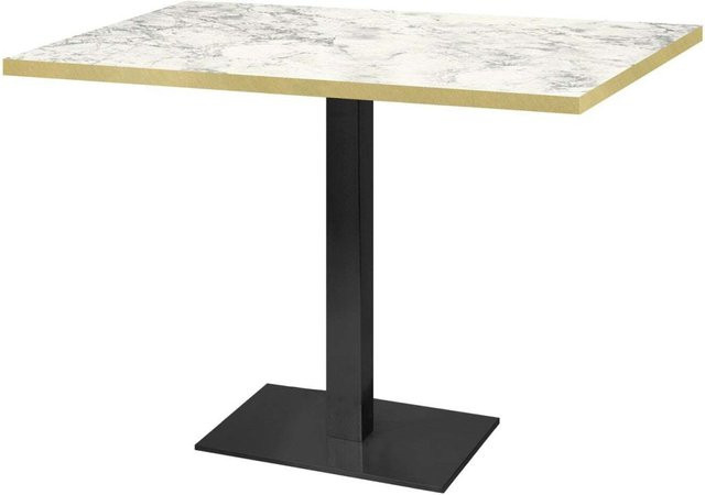 RestooTab Tisch Milan rechteckig in Hellgrau Marmoriert mit Messing-Optik B/T/H: 120 x 70 x 75 cm - Bild 1