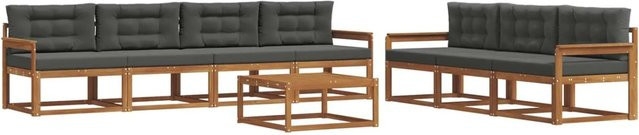 vidaXL Outdoor-Sofagarnitur 8-teilig aus Akazienholz mit Kissen in Anthrazit und Natur - Bild 1