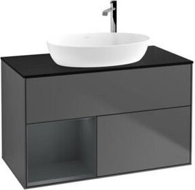 V&B Finion Waschtischunterschrank mit Wandbeleuchtung in Anthrazit lackiert, Breite: 100 cm, Höhe: 50,1 cm, Tiefe: 50,1 cm - Bild 1