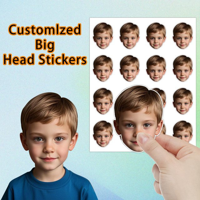20 Stück personalisierte Gesichtsaufkleber von cyuan, individuelle Fotoaufkleber für Kinder und Erwachsene, Durchmesser: 5 cm, Mehrfarbig - Bild 1