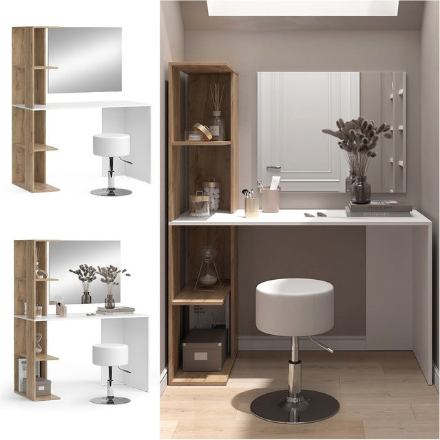 Vicco Schminktisch Tower Weiß mit Spiegel und Hocker, B/T: 122,0 x 55,0 cm - Bild 1