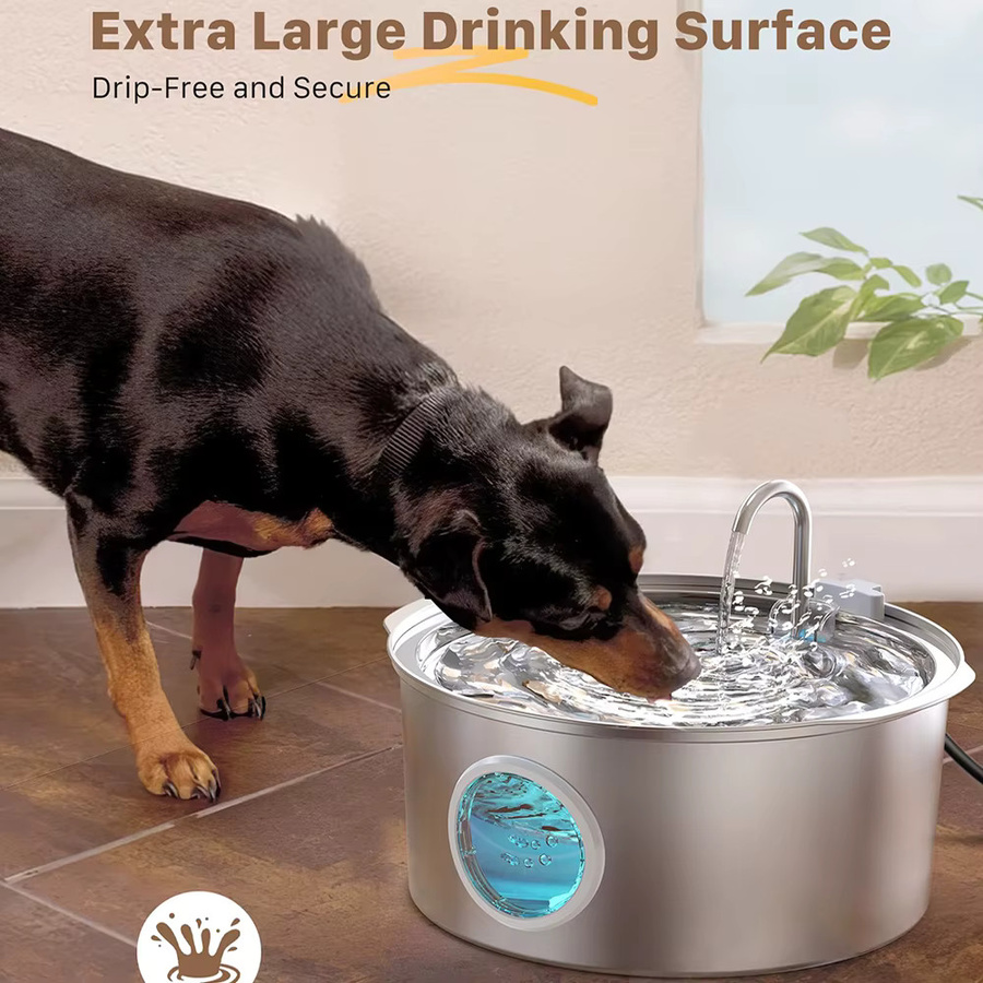 Weomg Edelstahl-Trinkbrunnen für Katzen und Hunde, 7L Wasserspender in Silber mit Wasserstandsanzeige und leiser Pumpe via USB - Bild 5