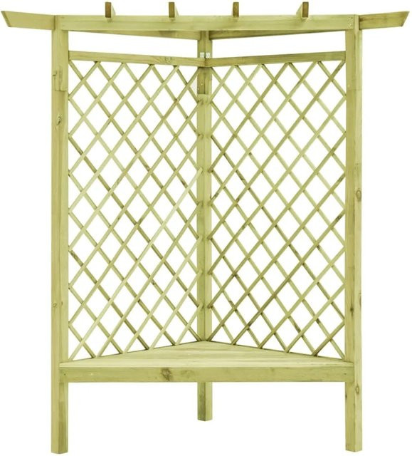 vidaXL Eckpergola mit Bank aus imprägniertem Kiefernholz in Braun, B/T/H: 130 x 130 x 197 cm - Bild 1